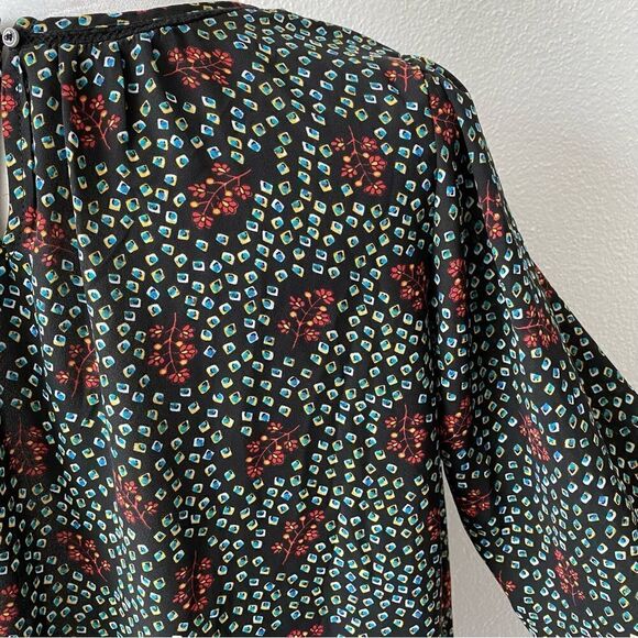 Premise Studio Y2K Black Peasant Floral Art Deco Blouse Medium - Picture 6 of 12